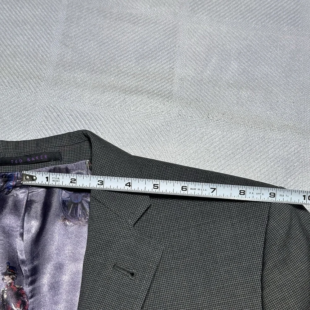 Ted‎ Baker Endurance Dark Gray Wool Surgeon Cuffs Blazer Jacket Men's Size 40L